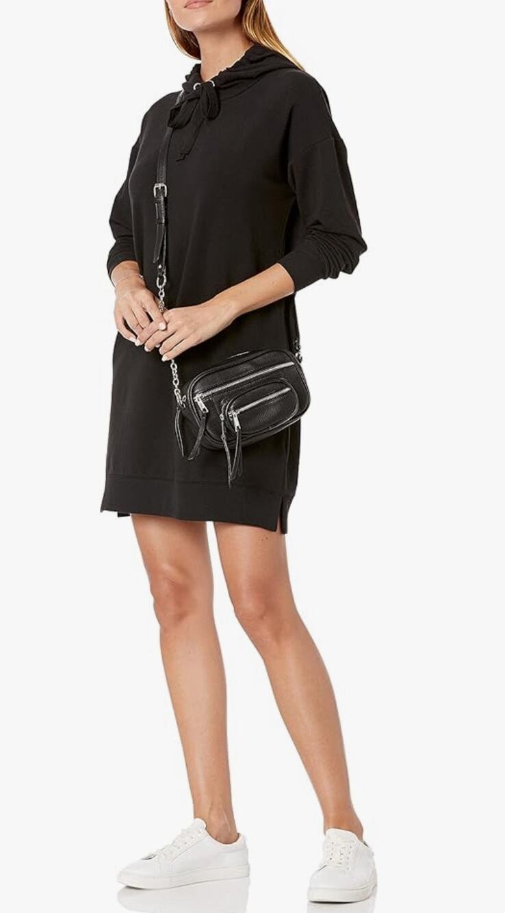 D102: The Drop Iona Black XXS hooded sweatshirt dress